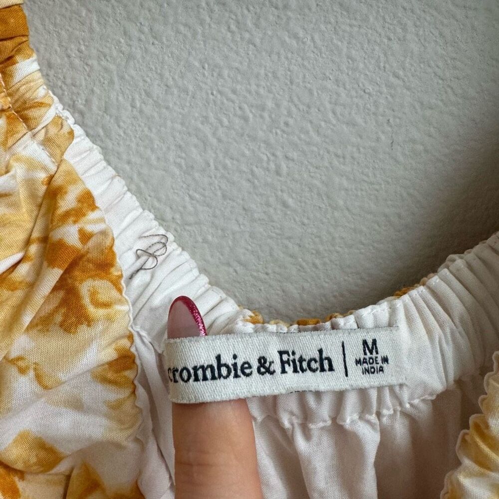 Abercrombie & Fitch Yellow Floral Off The Shoulder Prep Mini Dress Size Medium - Picture 5 of 8